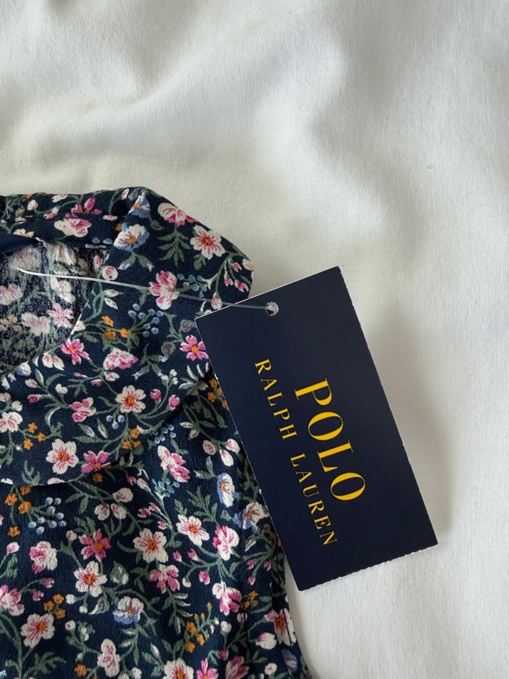 NWT Polo by Ralph Lauren Navy Pink Floral Button-Front Girls Dress 2T - Picture 3 of 10